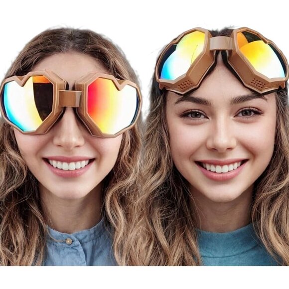 ?Women Brown Heart Shaped Sunglasses Fashion Ski Goggles Oversize Love Glasses main image 6